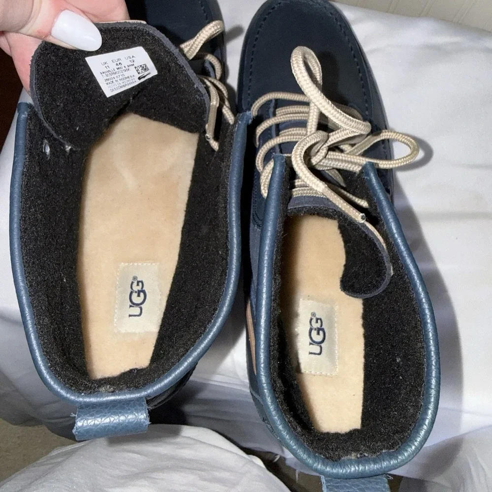 Lacoste Sauville Mid Chukka Style Boot Ugh Insoles Navy Blue Suede Mens 12